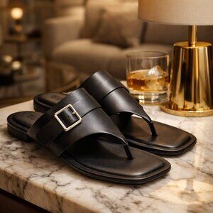 NEW Nordstrom Rack Casen Toe Post Slide Sandals Black Men's 9.5